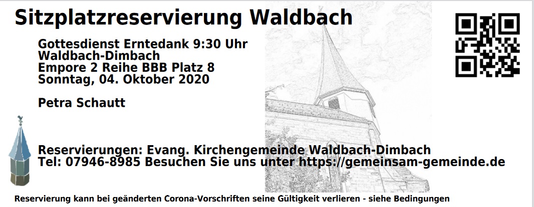 eTicket f&uuml;r Gottesdienstbesuch